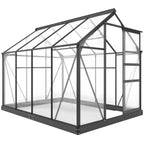 Polycarbonate Greenhouse, Heavy Duty Outdoor Aluminum Walk-in Green House Kit Vent Door, 6.2'x8.3'x6.6' Gray