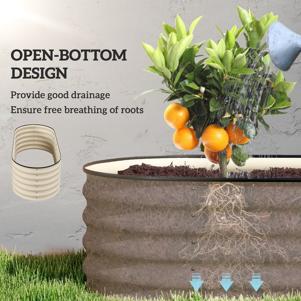 4.9' x 2' x 1.4' Galvanized Raised Garden Bed Kit, Metal Planter Box with Safety Edging, Cream