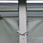 10' x 13' Outdoor Soft Top Gazebo Pergola with Curtains, 2-Tier Steel Frame Gazebo for Patio, Sage Gray