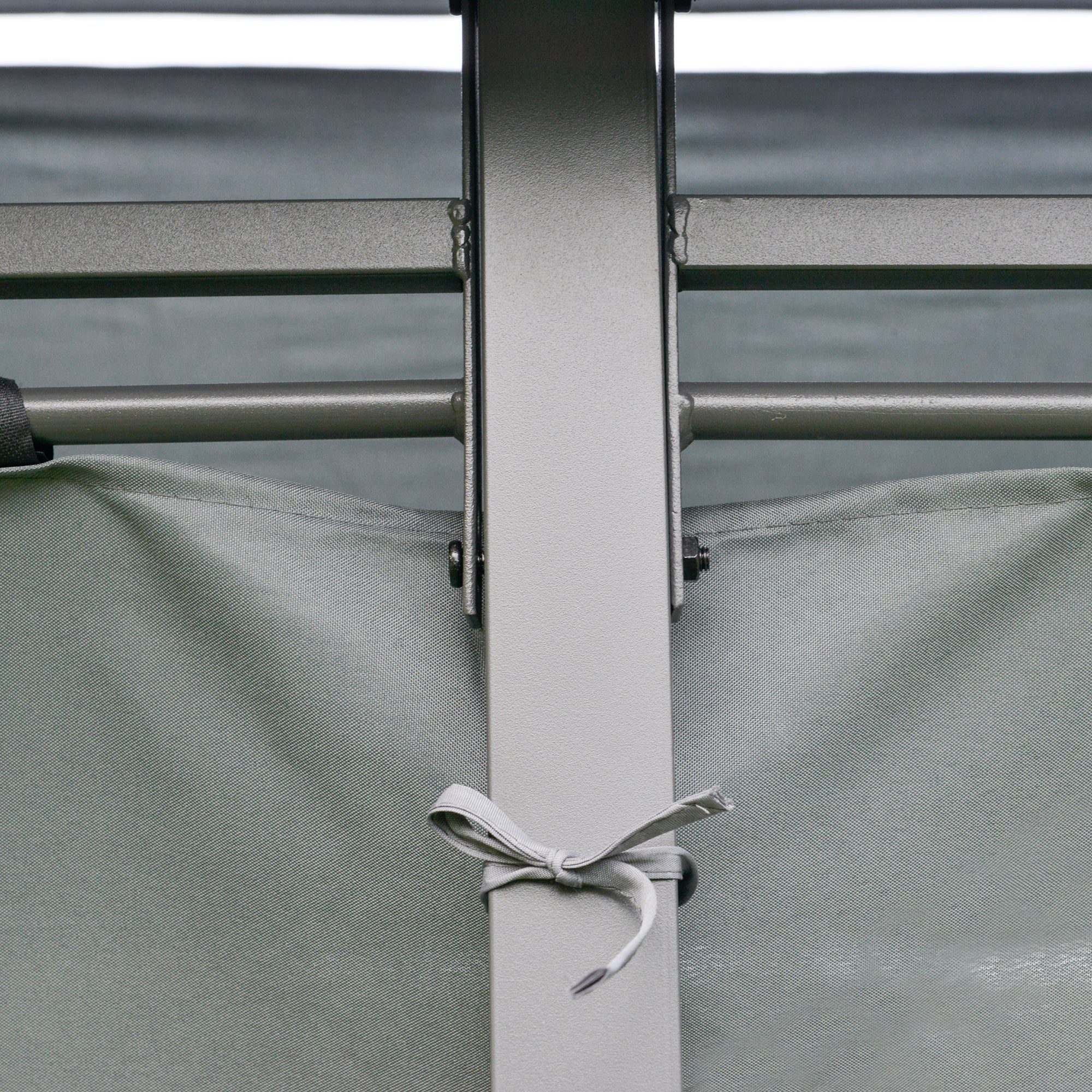 10' x 13' Outdoor Soft Top Gazebo Pergola with Curtains, 2-Tier Steel Frame Gazebo for Patio, Sage Gray