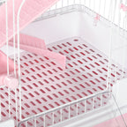 32"L 6-Level Small Animal Cage Rabbit Hutch with Universal Lockable Wheels, Slide-out Tray for Bunny, Chinchillas, Ferret, Pink