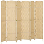 Folding Room Divider Screen 6 Panel 5.6' Tall Privacy Screen Freestanding Room Partition for Home Office, Beige