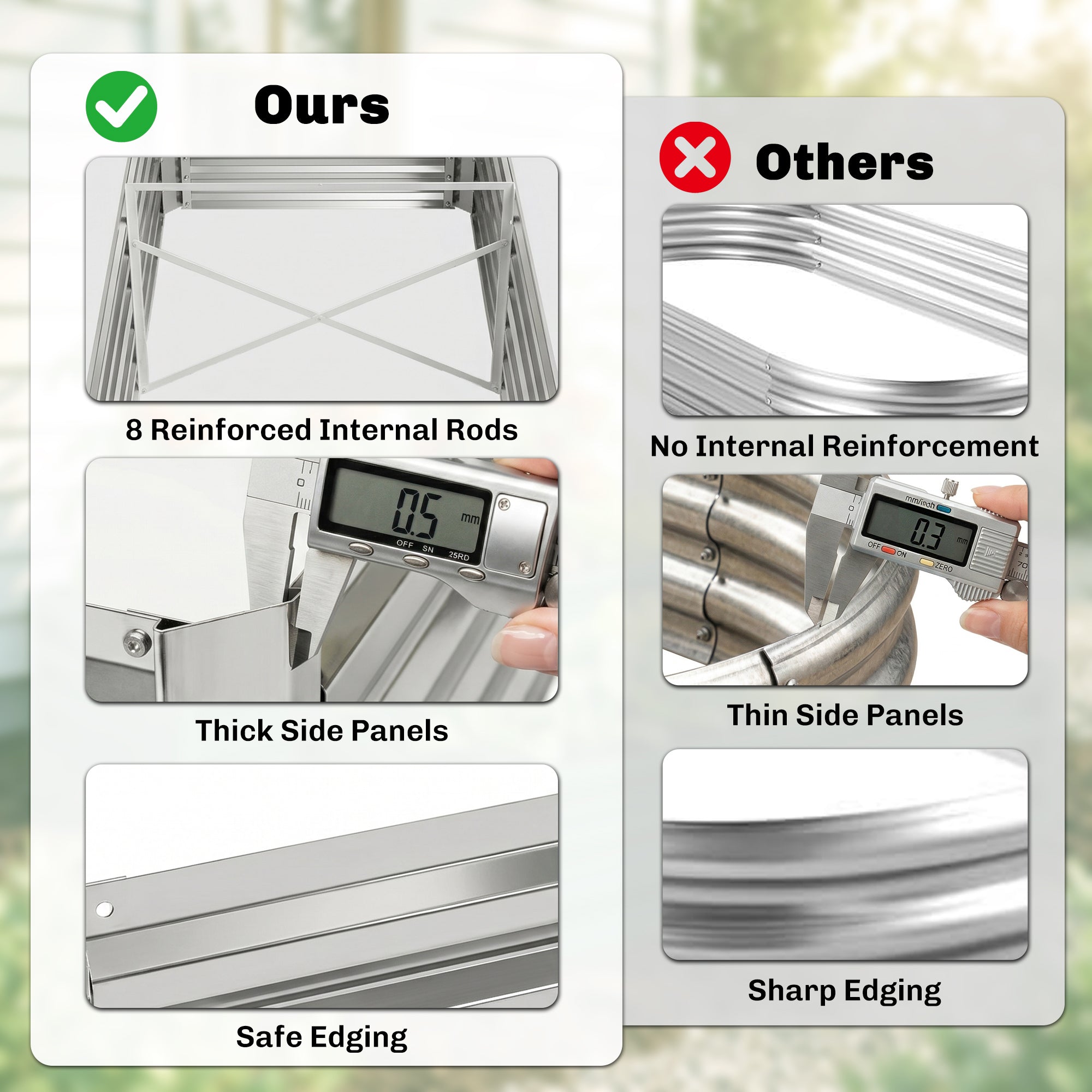 Galvanized Raised Garden Bed, Steel Outdoor Planters with Reinforced Rods, 71" x 36" x 23", Silver