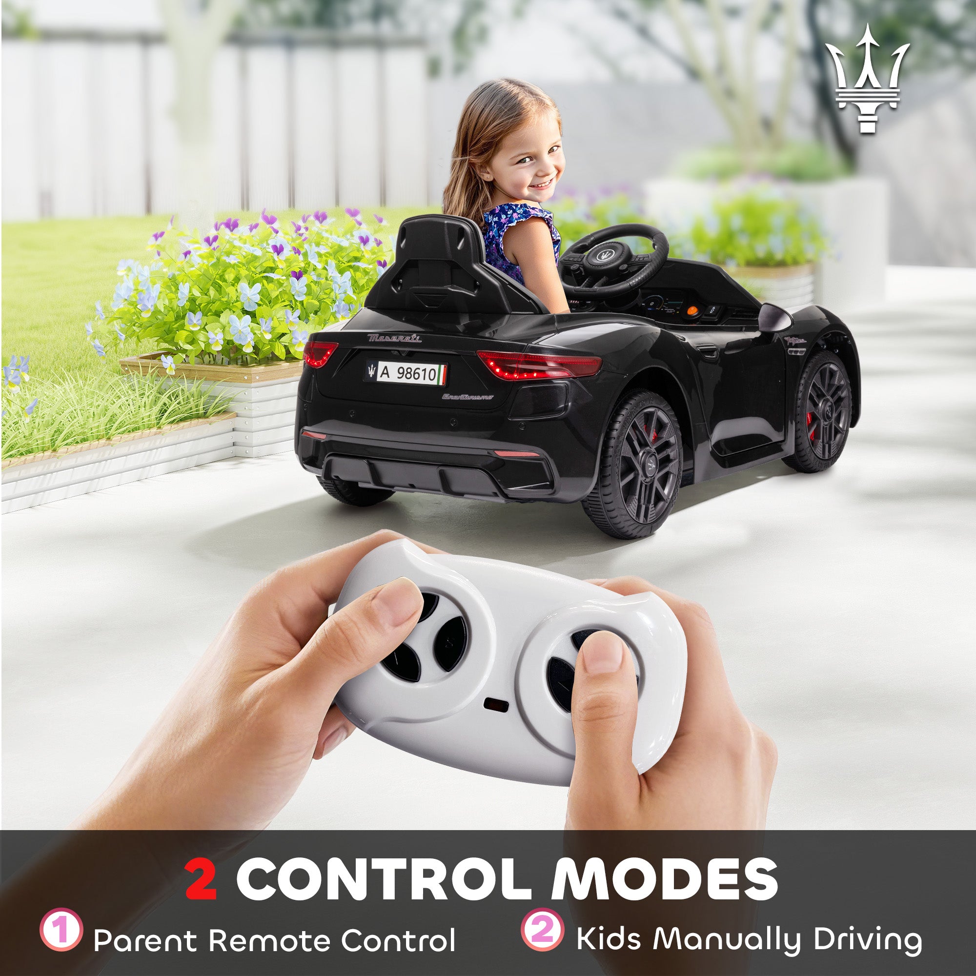 Gran Turismo Licensed 12V Kids Electric Car w/ Remote Control, Soft Start, LED Lights, Music, Horn, Black