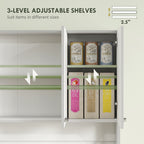 71" Kitchen Pantry Cabinet, Tall Storage Cabinet with Microwave Stand, Modern Kitchen Hutch with Countertop, 6 Doors, Storage Drawer, 3 Adjustable Shelves for Living Room, Dining Room, White
