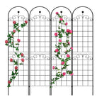 4 Pack Metal Garden Trellis for Climbing Plants with Galvanized Tubes, Easy Assembled Rustproof Plant Support, 80" L x 87" H, Black