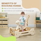 5 in 1 Kids Rocking Horse with Detachable Base, Safety Guardrails, Footrests, Push Handle for Ages 1-3, Brown