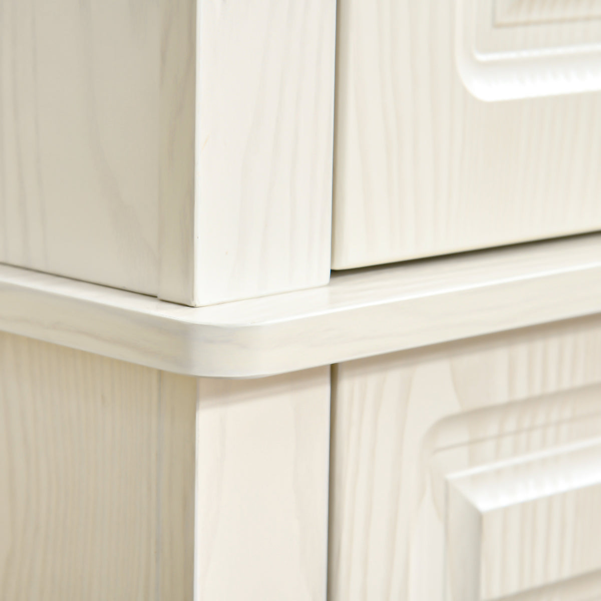 71" Freestanding Kitchen Pantry with 4 Doors and 2 Large Cabinets, Tall Storage Cabinet with Drawer, Distressed White
