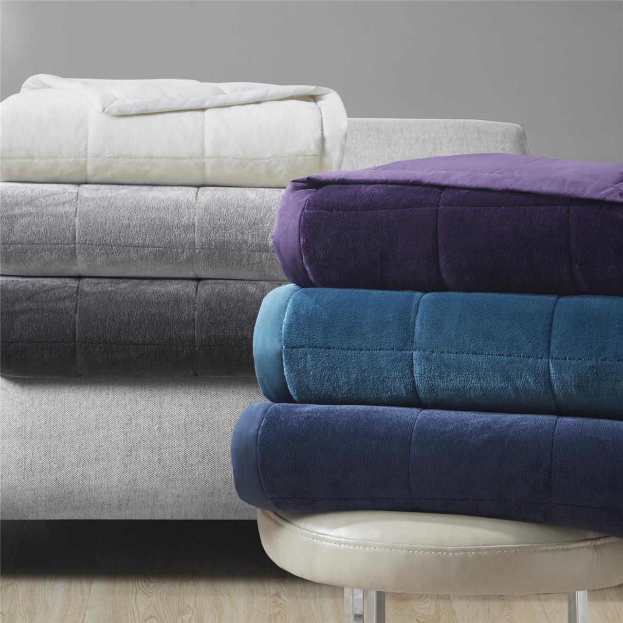 Reversible Down Alternative Blanket with OEKO-TEX Certified, Smart Temperature Control, Machine Washable, 90" L x 90" W x 0.25" H, Navy