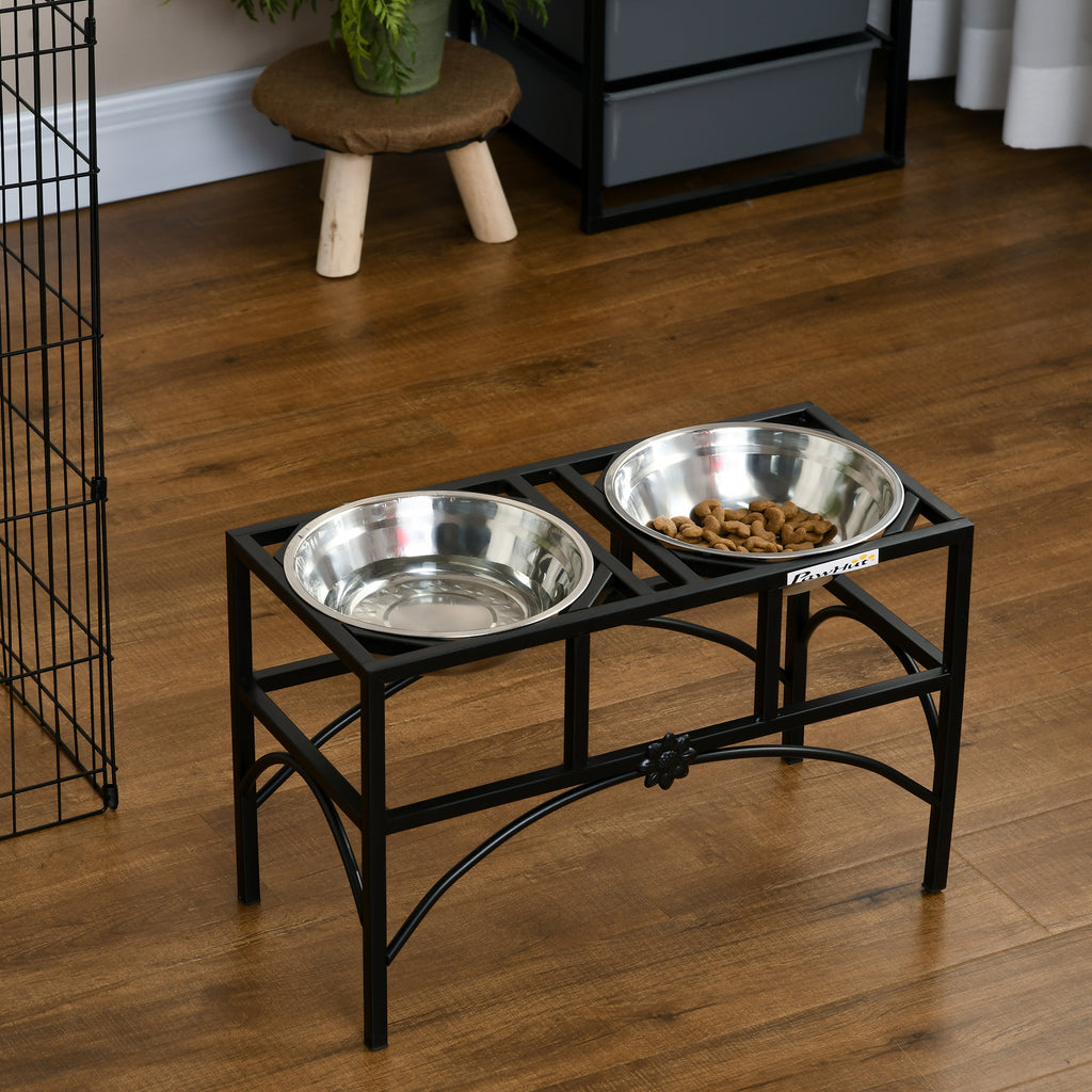 Elevated Dog Bowls, Double Stainless Steel Heavy Duty Dog Food Bowl Elevated Pet Feeding Station, 14" H