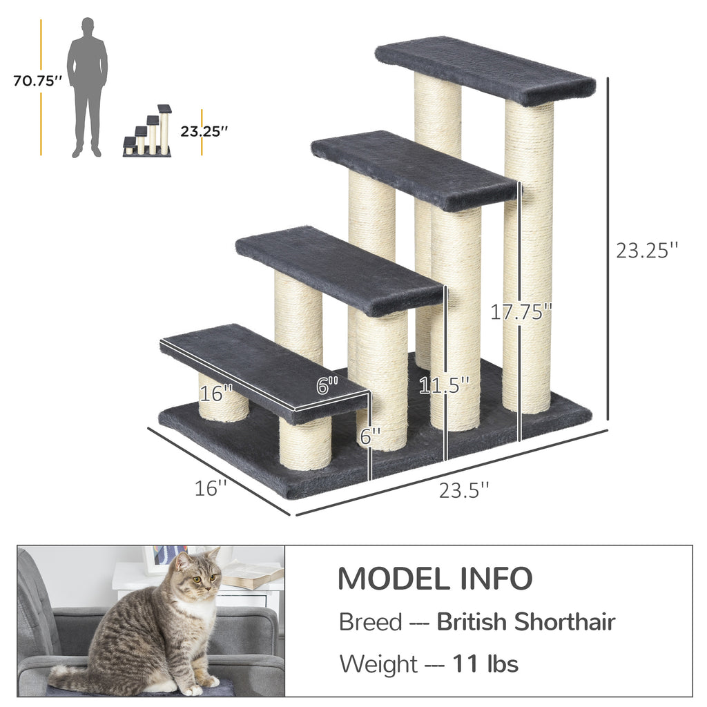 Cat Tree with 4 Steps for High Beds w/ Sisal Scratching Post