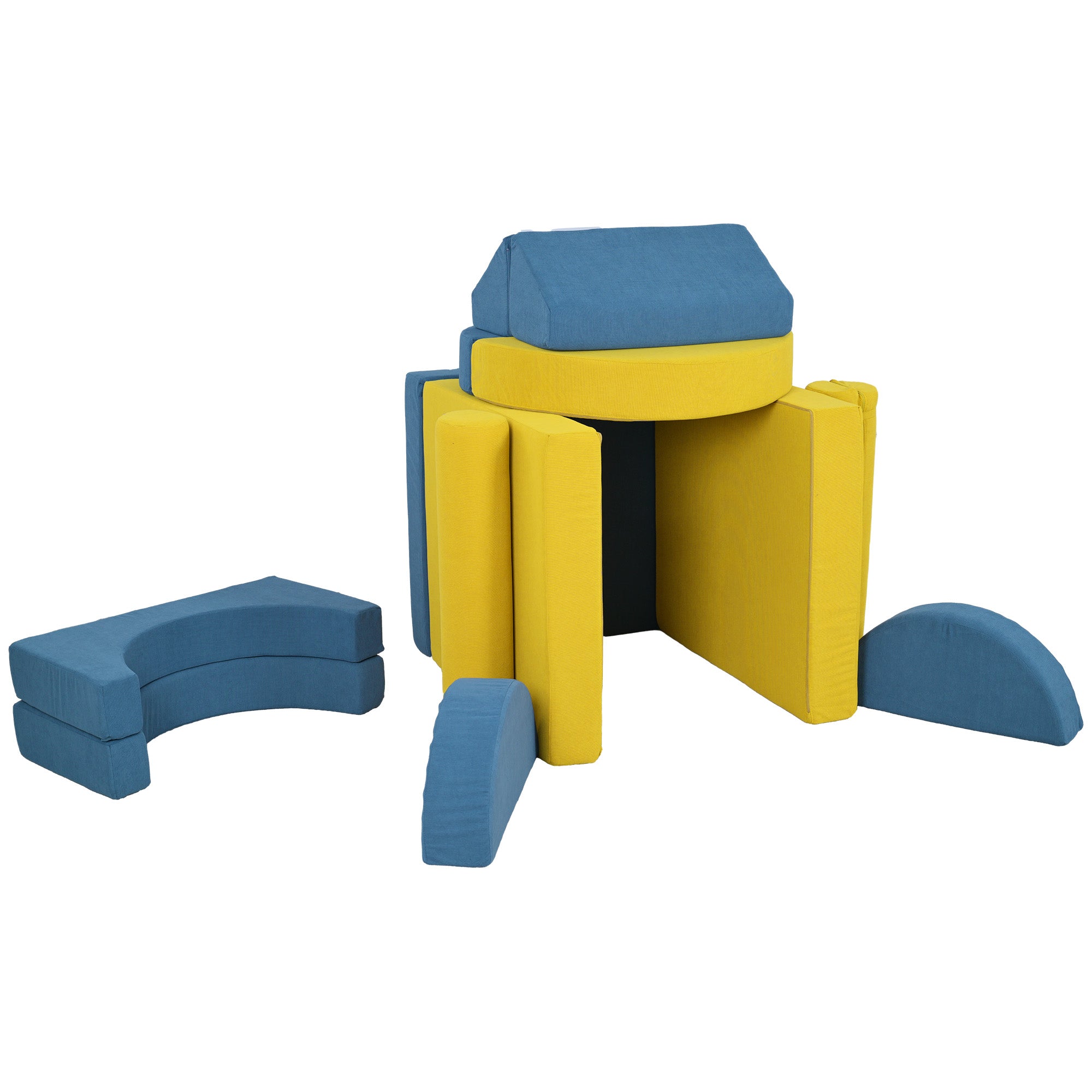 14 Pieces Foam Climbing Blocks for Toddlers, Indoor Climb and Crawl Activity Play Set, Yellow