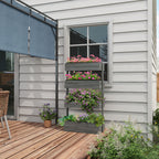 Outdoor Wooden Vertical Garden Planter, 4 Tier Planter Box, Self-Draining for Flowers, Vegetables, Herbs, Gray