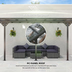 14.5' x 10' Aluminum Polycarbonate Pergola with UV Blocking for Outdoor Wall-Mounted Use, Family Shade, Gray