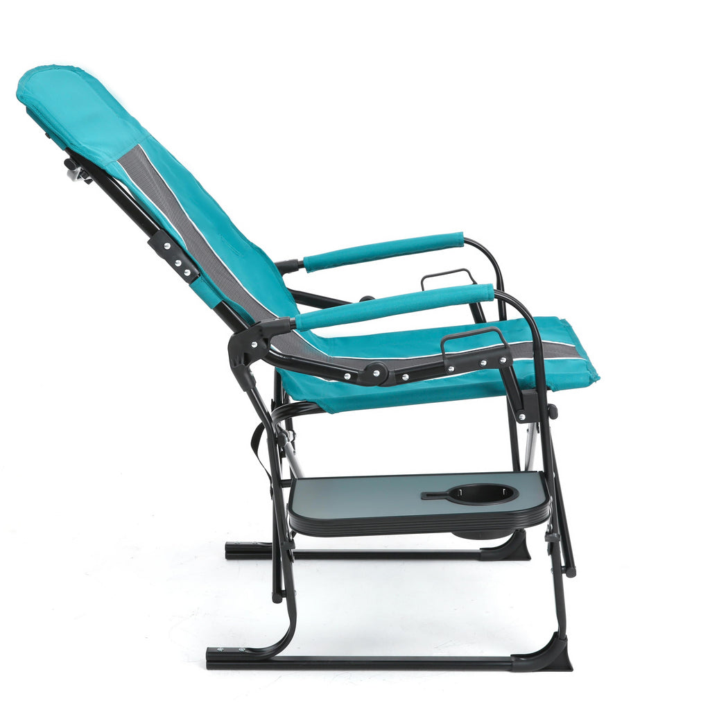 Camping Director's Chair with Side Table and Pocket, Steel Frame, Heavy Duty Oversized Portable Folding Chair, 25" L x 27.5" W x 43.5" H, Blue