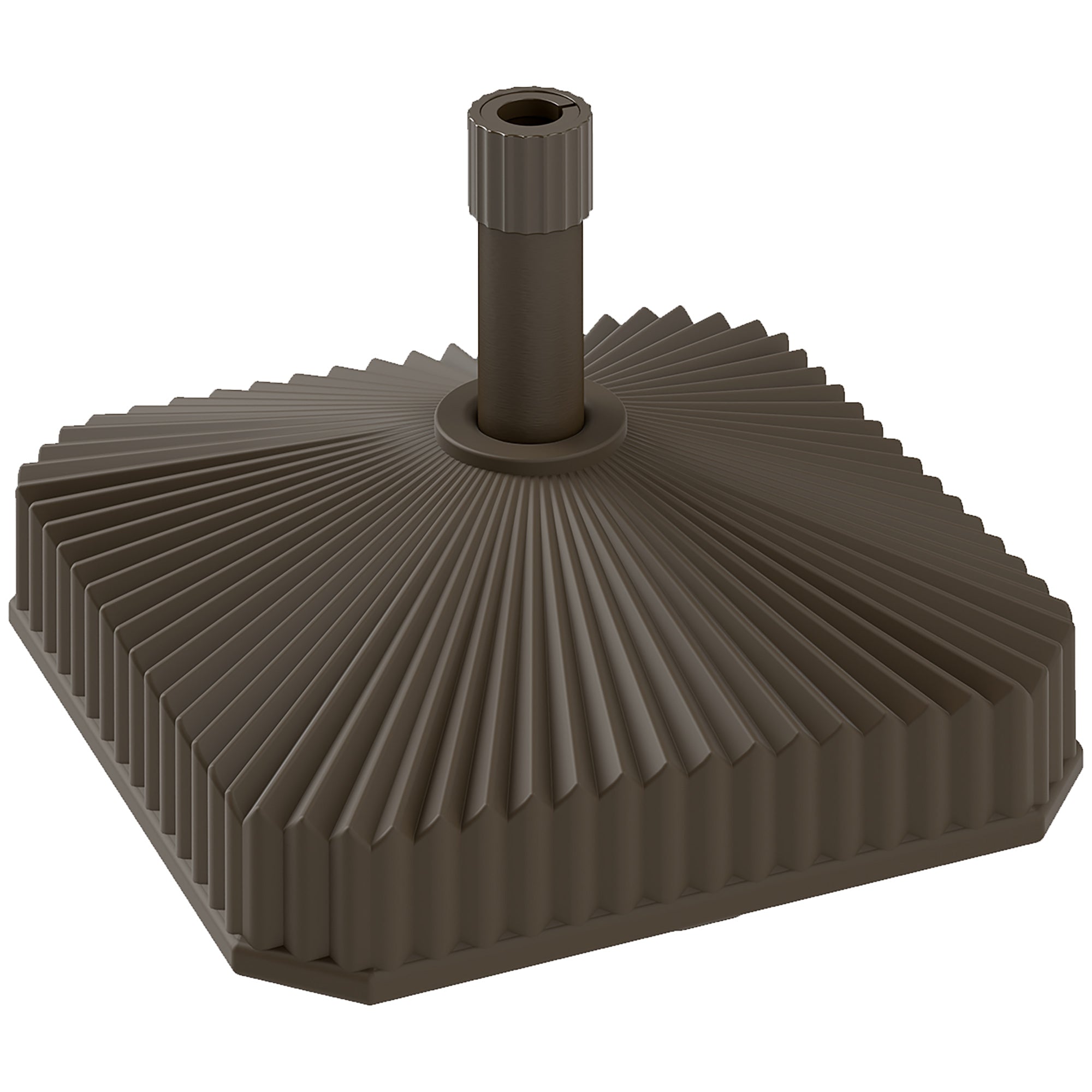 Square Patio Umbrella Base Holder, Heavy Duty Outdoor Umbrella Stand Base, Filled Up to 42lbs with Sand or 33lbs with Water for Garden, Poolside, Brown