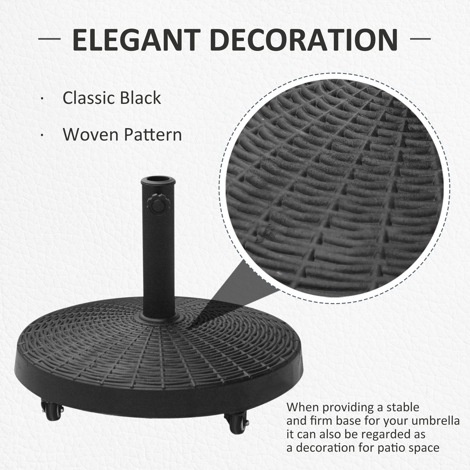 20.5" Heavy Duty Umbrella Stand, 50 lbs. Umbrella Base for 1.5" or 2" Umbrella Poles, Patio Market Stand for Deck, Black