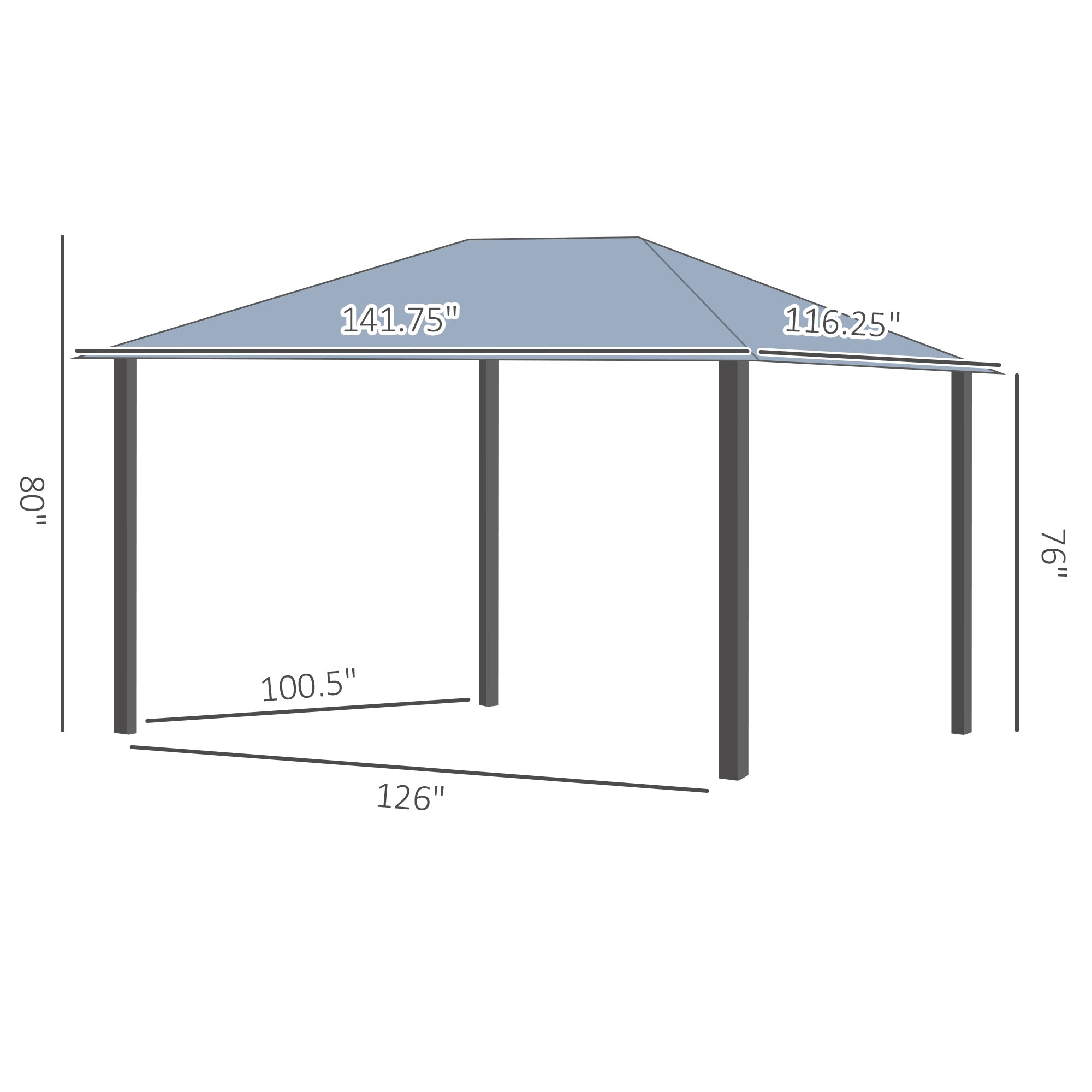 10' x 12' Hardtop Gazebo Canopy with Polycarbonate Roof, Aluminum Frame, Permanent Pavilion Outdoor Gazebo with Netting, for Patio, Garden, Backyard, Deck, Lawn, Gray, Brown