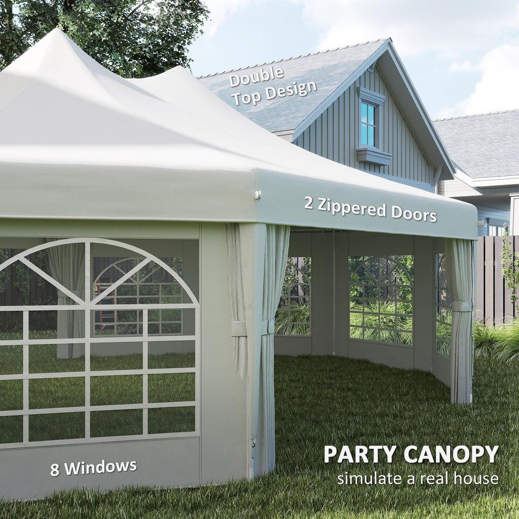 29' x 21' Canopy Party Event Tent with 2 Pull-Back Doors, White
