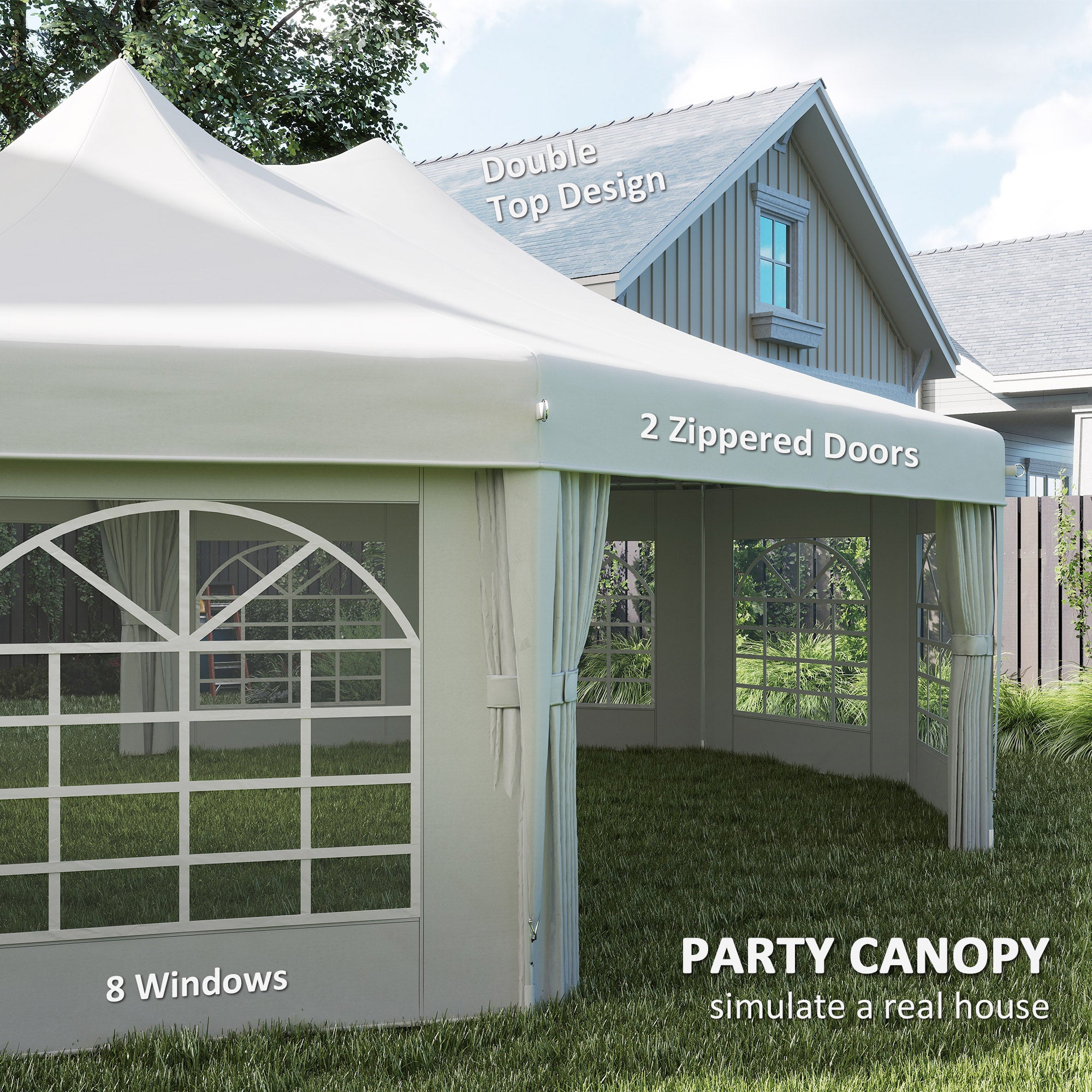 29' x 21' Canopy Party Event Tent with 2 Pull-Back Doors, White