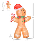 8ft Christmas Inflatable Gingerbread Man with a Candy Cane, Outdoor Blow-Up Yard Decoration with LED Lights Display