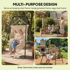 Hammock Chair Stand Indoor and Outdoor Use with Anti-Slip Foot Pads, 2 Carabiners, Black