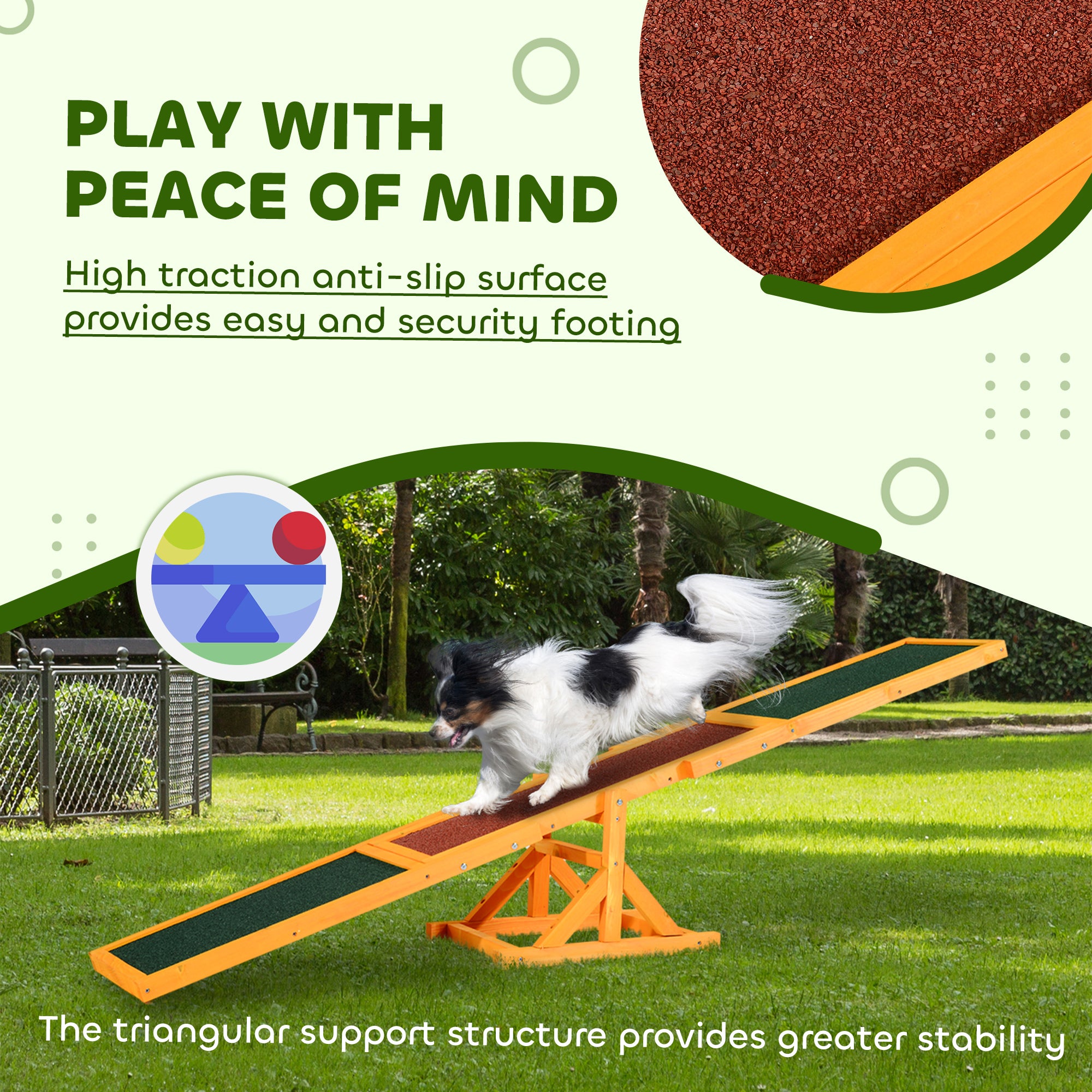 Wooden Dog Agility Seesaw for Balance Training and Exercise, Platform Equipment Run Game Toy, Weather Resistant Pet Supplies, for Outdoor Backyard, 71" L x 12" W x 12" H, Natural
