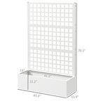 Galvanized Raised Garden Bed Planter Box with Trellis for Climbing Plants, Vegetable, Vines, 43" x 16" x 70", White