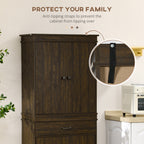 72" 4-Door Kitchen Pantry with Drawer and 3 Shelves, Walnut