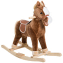 Kids Ride on Rocking Horse Toddler Plush Toy with Realistic Sounds for 3-6 Years Old Children - Brown