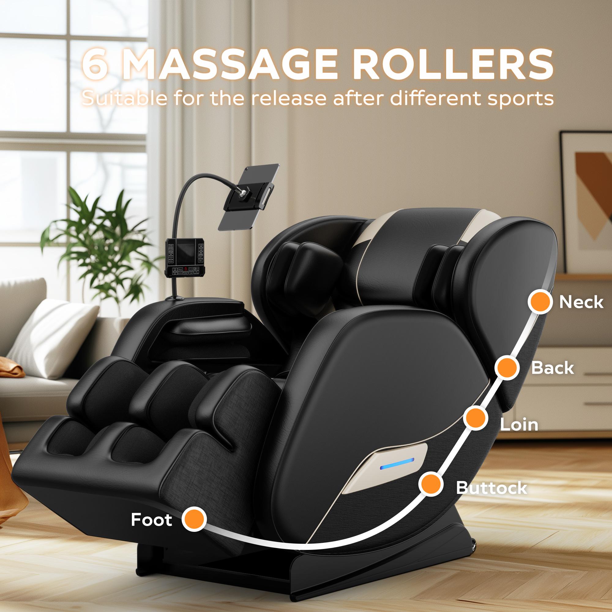Zero Gravity Massage Chair Recliner with Heating Functions, Full Body Air Pressure, Bluetooth Audio, 51" L x 28.5" W x 39" H, Black