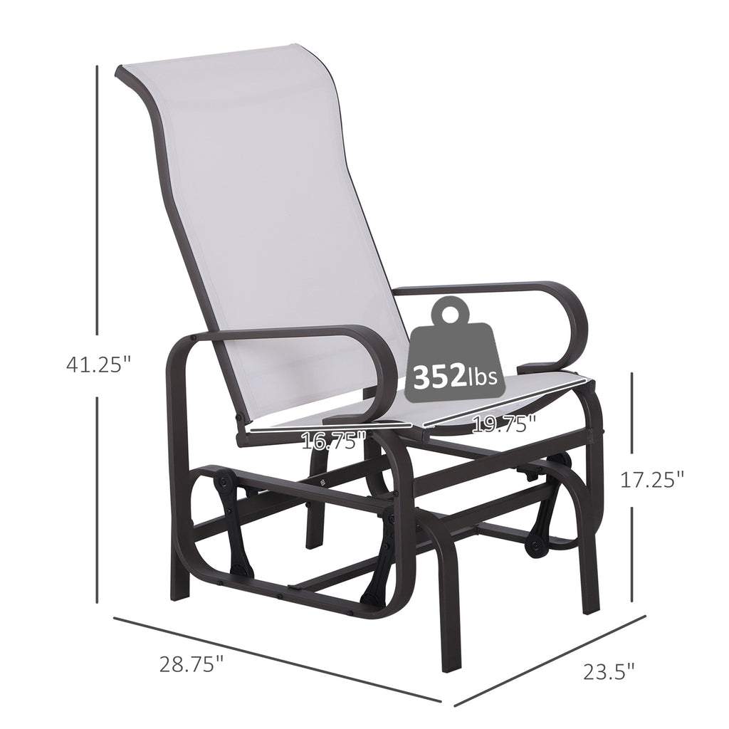 Gliding Lounger Chair, Single Rocker with Lightweight Metal & Mesh Construction, White