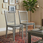 Dining Chairs Set of 2 Ergonomic Solid Wood, Armless Kitchen Chairs with Rubberwood Legs, Rustic Gray