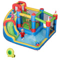 6-in-1 Inflatable Water Slide with Splash Pool, Slide, Climbing Wall, Water Cannon, Inflatable Bounce House for Kids with 2 Min. Inflation and Air Blower