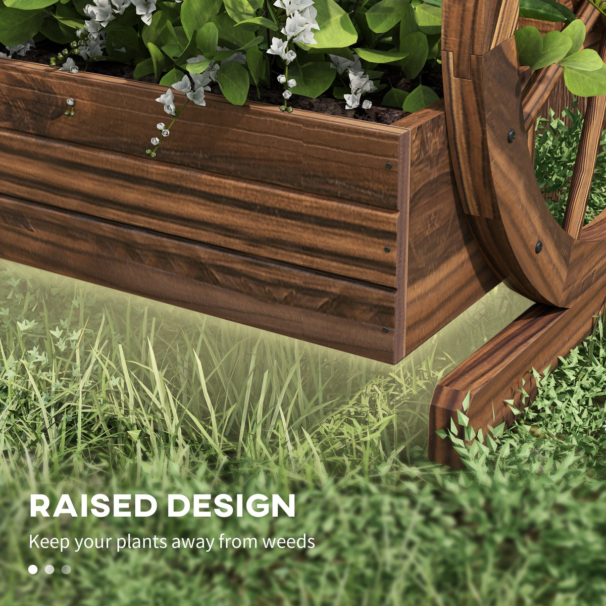 Wooden Wagon Planter Box, 3-Tier Raised Garden Bed, for Vegetables Flowers Herbs, 25" x 21" x 24"