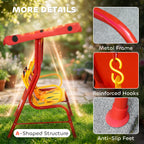 Kids Patio Swing, Adjustable Canopy Swing Glider, Kids Outdoor Swing Chair with 2 Seats, Seat-Belted Safety, Red