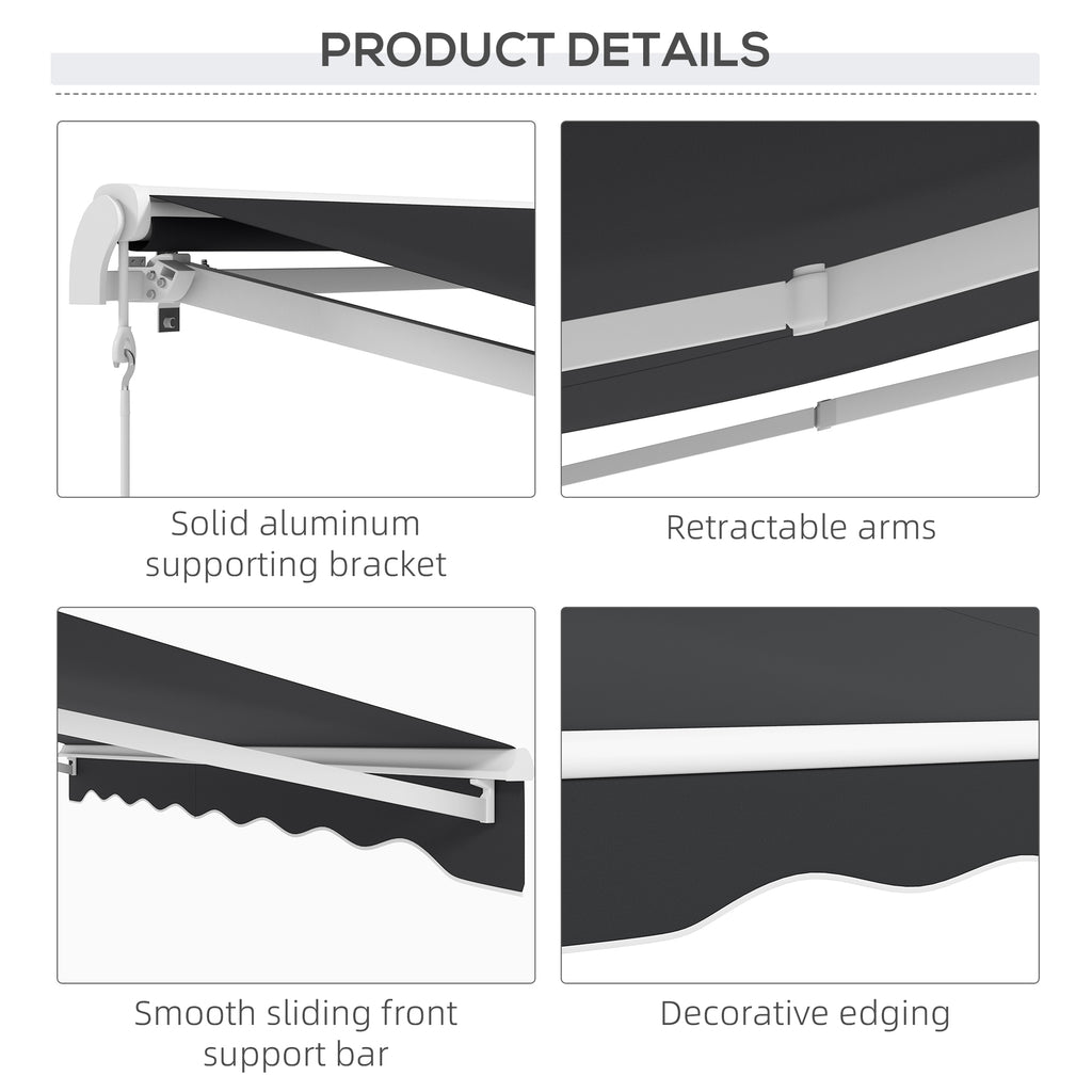 10' x 8' Electric Retractable Awning, Sun Shade Shelter，Remote Controller and Crank Handle for Deck, Balcony, Yard,
