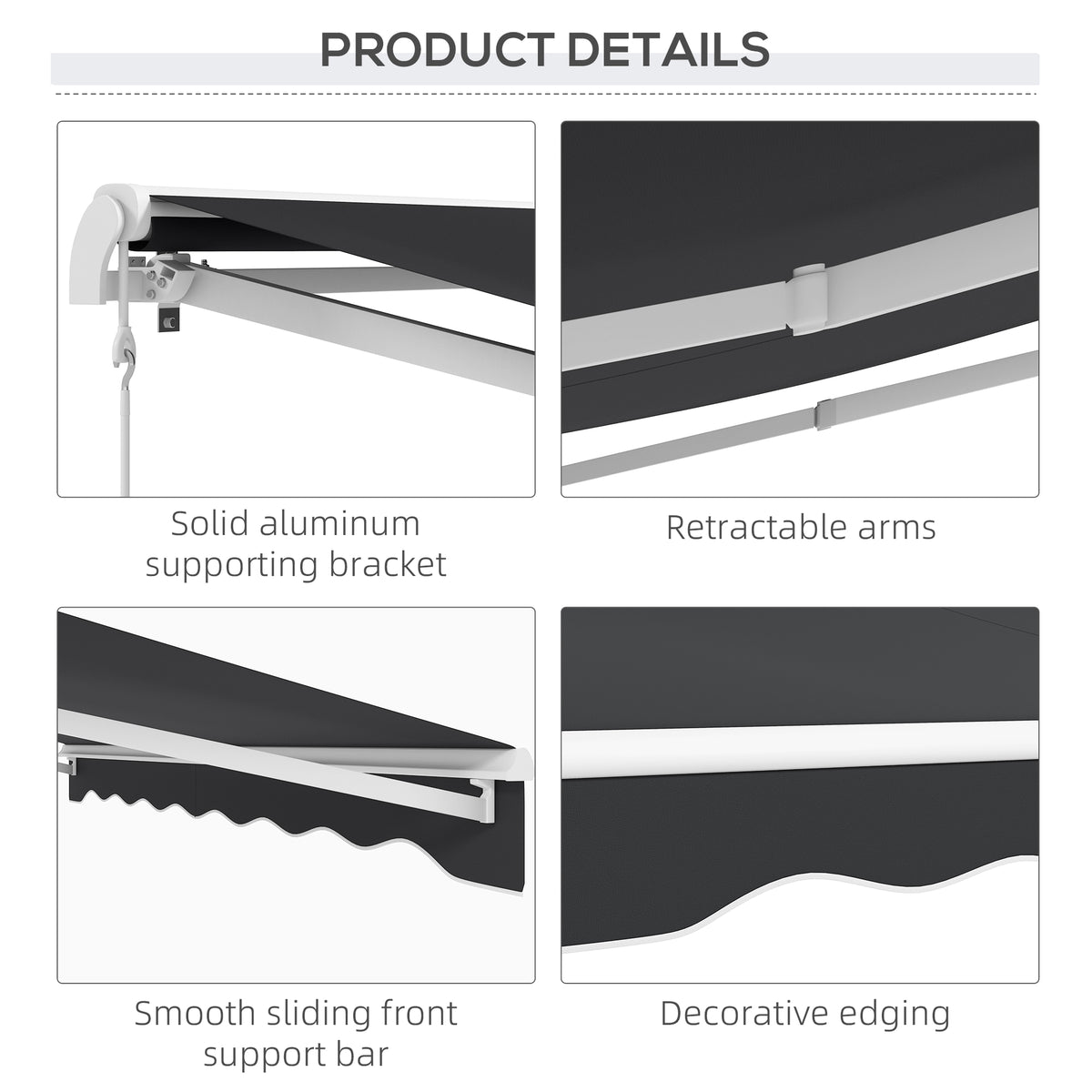 10' x 8' Electric Retractable Awning, Sun Shade Shelter，Remote Controller and Crank Handle for Deck, Balcony, Yard,
