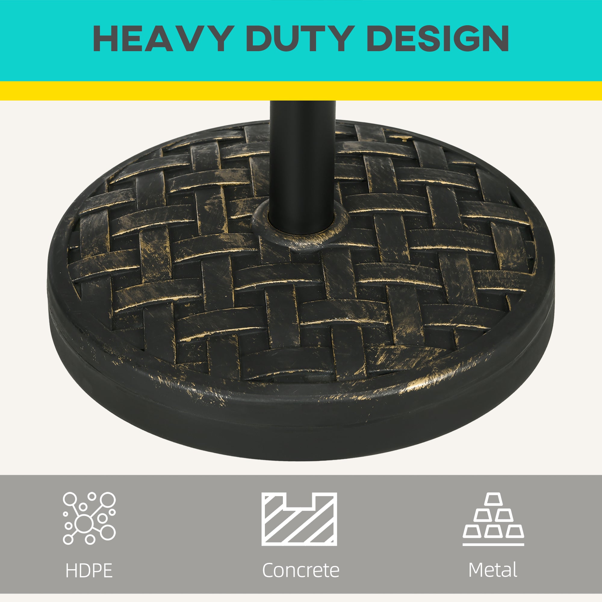 Concrete Umbrella Base, 40 lbs. Heavy Duty Umbrella Stand with Metal Umbrella Holder for Outdoor, Lawn, Deck, Bronze