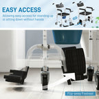 Rolling Shower Wheelchair for Seniors, Bedside Commode Chair with Locking Wheels, Seat, Backrest, Arms, Black