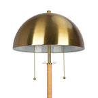 Allure 2-Light Floor Lamp with Double On/Off Pull Chain, Elegant Gold Brass and Natural Rattan Tube, 14" L x 14" W x 57.5" H, Gold
