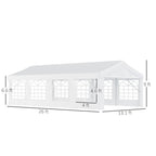 Heavy Duty Party Tent, 13x26 ft Outdoor Wedding Event Shelter, with Removable Sidewalls & Windows, for Family Gatherings, White
