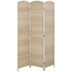 Folding Room Divider Screen 3 Panel 6' Tall Privacy Screen Freestanding Wood Partition for Home Office, Washed Oak
