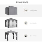 10' x 10' Patio Gazebo, Outdoor Gazebo Canopy Shelter with Netting & Curtains, Vented Roof, for Garden, Lawn, Backyard and Deck, Black