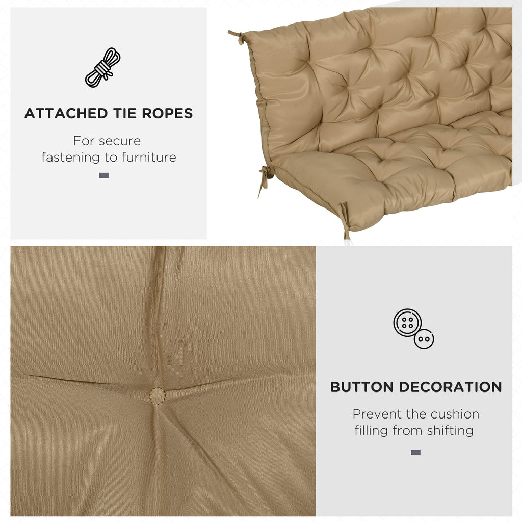 59" x 38" Tufted Bench Cushion for Outdoor Furniture, 3-Seater Replacement for Swing Chair, Patio Sofa/Couch, Khaki