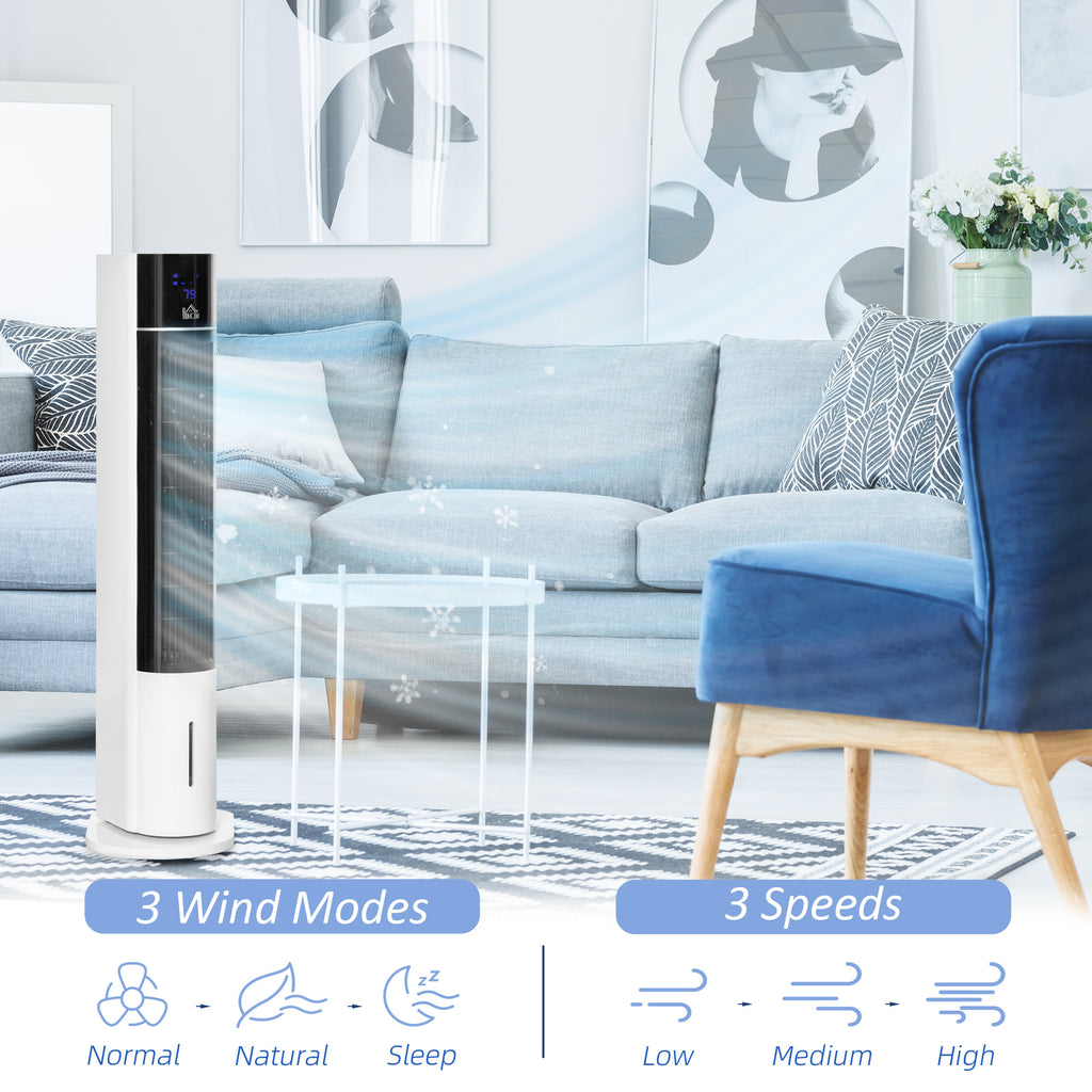 42" 3-In-1 Air Cooler, 52° Oscillating Portable Swamp Cooler with Humidifier, 3 Modes, 3 Speeds, 12H Time, White