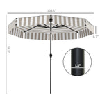 8.6FT Patio Umbrella, UPF 30+ Outdoor Market Umbrella, 2-Tier Vented Patio Table Umbrella with Crank 8 Ribs, Tiltable Porch Umbrella for Garden Deck Poolside, Light Gray