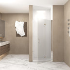 30" Bi-Fold Shower Door with Explosion-Proof Film and Tempered Glass, Bathroom Door with Stainless Steel Handle, 30" L x 0.5" W x 72" H, Chrome