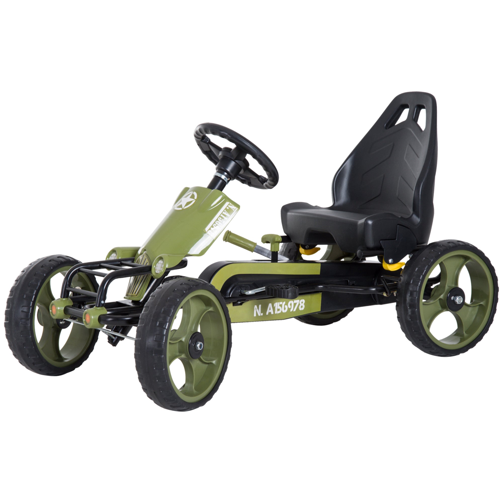 Pedal Go Kart for Kids with Adjustable Seat for 3-6 Year Old Boys and Girls, Green