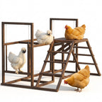 Chicken Activity Play Set with Multiple Chicken Perches, Swing, Ladder, Platform for 3-4 Chickens, Coffee